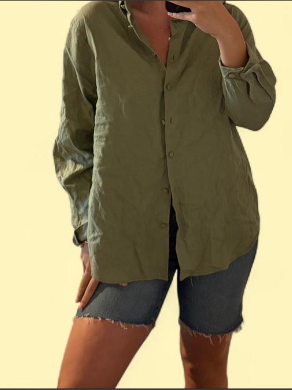 Zara Olive Green Relaxed Button-Up Shirt